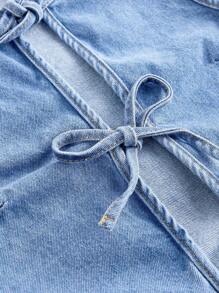 MISSGUIDED 系带细节前开无袖牛仔上衣 - 淺色水洗藍 - 查看 3