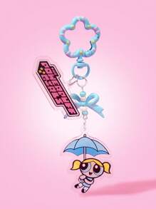 THE POWERPUFF GIRLS X SHEIN 可爱卡通气泡图案亚克力钥匙扣 - 淺藍色 - 查看 3