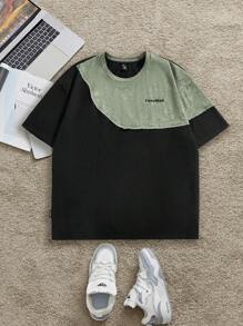 EASEVO Áo thun dệt kim tay ngắn cổ tròn dáng rộng cỡ lớn cho nam, mùa hè - màu đen - Xem 1