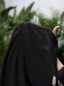 Tween Girls' Spaghetti Strap Layered Texture Patchwork Dress, Suitable For Summer Vacation, Mommy And Me Matching Outfits (3pcs Sold Separately) - Black - View 8