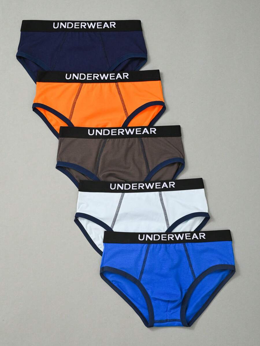 SHEIN 5 条装 男童纯色柔软舒适棉质三角裤