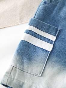 Boys' Fashion-Forward Denim Bermuda Shorts: Blue Ombre Wash Zipper Fly And Comfortable Fit - Blue - View 3