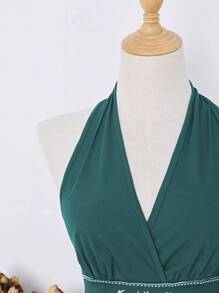 Elamini Women Vintage Bohemian Halter Neck Camisole, Spring/Summer - Teal Blue - View 3