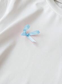 Flirla Ensemble 2 pièces style coréen avec t-shirt à nœud et volants, pantalon ample à carreaux, grande taille