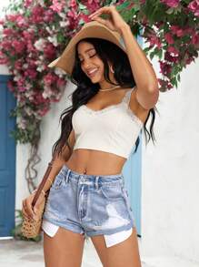 Breezaya Women's Casual Denim Ripped Shorts, Minimalist Design Suitable For Summer