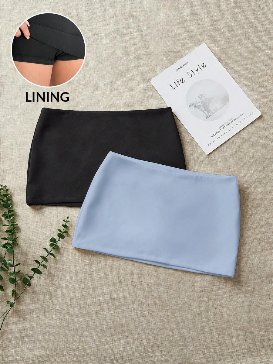 Comfortcana Two-Piece Set Mini Skirt With Lining, Anti-Exposure, Form-Fitting Bodycon Design - Multicolor - View 1