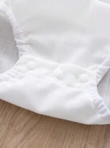 Bộ đồ liền thân 2 món cho bé trai, tay ngắn, cổ đứng, cài nút, hở một nửa, họa tiết nhún bèo, thích hợp cho các hoạt động ngoài trời, ở nhà và vui chơi - Nhiều màu - Xem 5