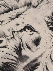 Manfinity LEGND Men Lion Print Casual Short Sleeve T-Shirt, For Going Out, For Husband - Apricot - View 4