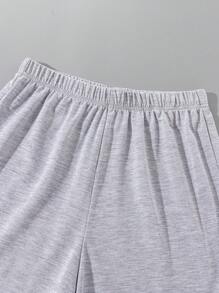 SHEIN 3件套青少年男童休闲针织印花运动短裤，春夏款 - 藍色 - 查看 5