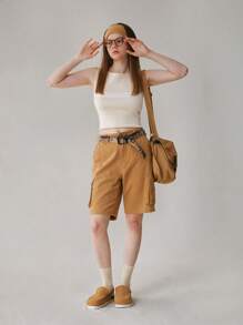 Solecia Flat Solid Color Round Toe Simplistic Slip-On Shoes, Casual Everyday Wear - Brown - View 3