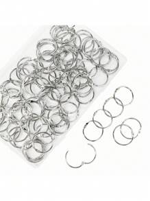 SHEIN Basic living 10/50 Packs 1 Inch Loose Leaf Binder Rings, Metal Book Rings For Index Cards, Flash Cards, And Paper Back To School - Silver - View 1