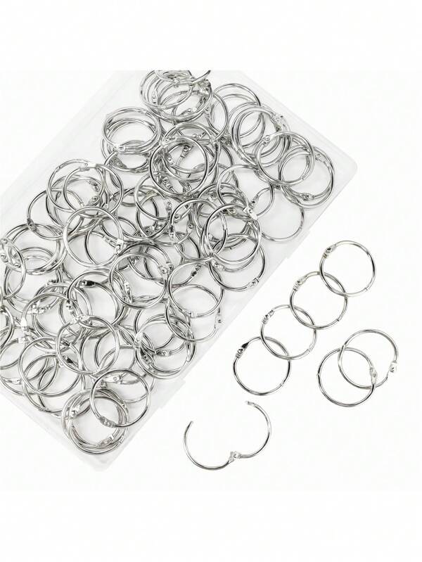 SHEIN 10/50 Packs 1 Inch Loose Leaf Binder Rings, Metal Book Rings For Index Cards, Flash Cards, And Paper Back To School