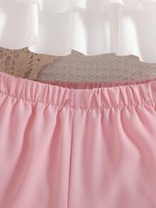 2pcs Girl's Sweet Elegant Asymmetrical Ruffles White Top & Versatile Pink Shorts Set - Multicolor - View 6