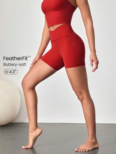 GLOWMODE 4.3" FeatherFit™ Crossover Cutie Biker Shorts Low Impact Cycling Running Gym Workout