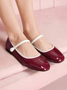 CUCCOO DOLLMOD Vintage Mary Jane Shoes, Women's Flat Casual Shoes For All Seasons, Autumn/Winter - Burgundy - View 3