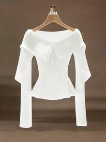 SHEIN Privé 女士纯色 V 领长袖休闲毛衣，日常穿着