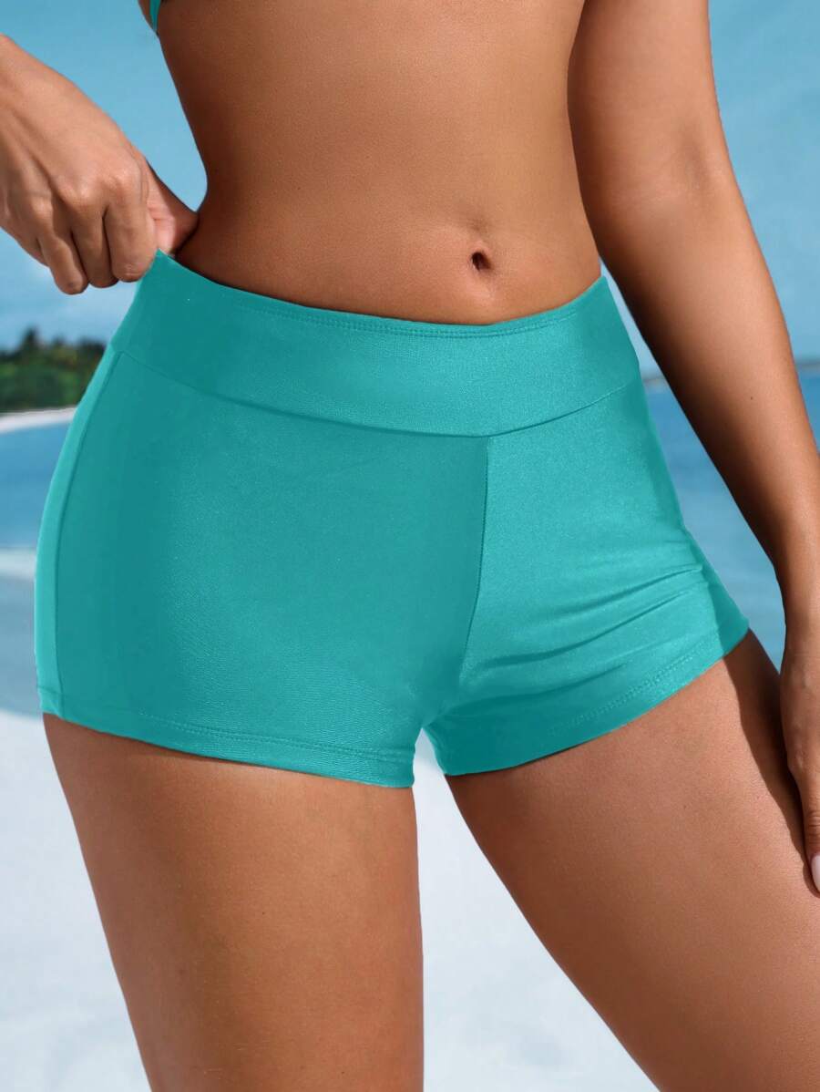 Swim SPRTY Women's Solid Bikini Bottom, Vacation And Beach For Summer - Green - View 1