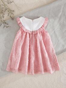 Cozy Pixies Vestito da bambina con stampa floreale, collo tondo, rifiniture arricciate, vita stretta, senza maniche - Multicolore - Visualizzare 2