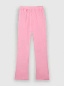 ROMWE MEN Street Life Men's Casual Floral Embroidered Drawstring Flared Sweatpants - Pink - View 4