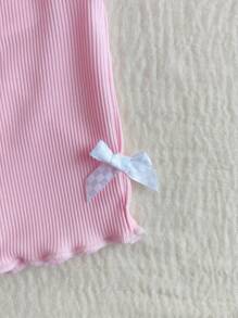 SHEIN Vintaside Kids Bộ 3 quần short dệt kim gân thời trang xuân hè mới cho bé gái từ 0-3 tuổi, tông màu nhẹ nhàng, chiều dài vừa phải, thích hợp mặc ở nhà và đi chơi - Nhiều màu - Xem 6