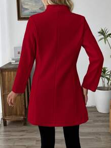 SHEIN Clasi Women's Casual Vacation Stand Collar Fitted Jacket Fall Winter Cloth For Women - Red - View 2