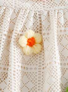 Cozy Pixies Baby Girl 3D Flower Decor Round Neck Sleeveless Waist Cinching Dress - Multicolor - View 7