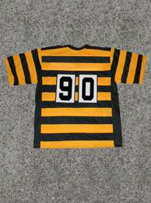 Manfinity Sport Corelite Men's Number & Striped V-Neck Short Sleeve Activewear T-Shirt - Yellow - View 2