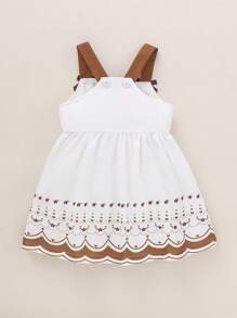 SHEIN 1 szt. Sukienka z nadrukiem kwiatowym dla dziewczynek z kokardą i nadrukiem Cami, elegancka, luźna, w stylu księżniczki, z wysokim stanem, letnia, nowa