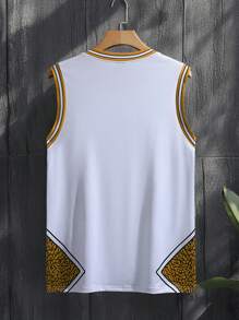 Manfinity Sporsity Camiseta de tirantes casual de verano para hombres con bloqueo de color e impresión de letras y números