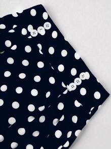 Franclia 女士圆点印花腰部纽扣设计优雅裙子