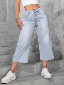 SHEIN EZwear 女士休闲洗水宽松牛仔裤