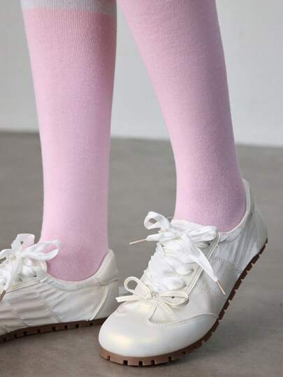 ROMWE Avant White Closed Toe Platform Mary Jane Shoes, Adorned With Bowknot Design, Suitable For Dresses Tainers