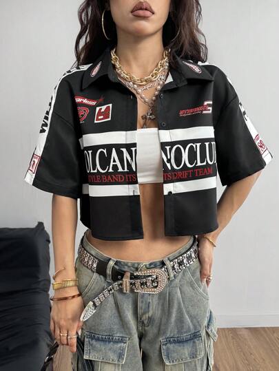 Coolane Women's Military Green Race Vintage Short Shirt