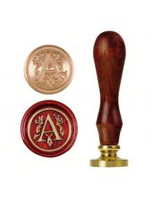 1 Pc Letter A-Z Wax Seal Stamp With Wooden Handle, Student Personalized Hand Account Wax Seal Paint Copper Head, Seal Wax Stamp Letter Paper Envelope Gift Invitation Card Sticker Hand Account Seal