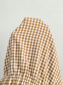 SHEIN EZwear 大码格子印花休闲短裤，时尚适合夏季 - 黃色 - 查看 4