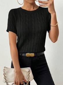 Calvaya Dames Zomerkleding Casual Korte Mouw Gebreide Trui Tops