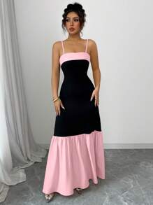 Elenzga Women Casual Simple Spaghetti Strap Dress, Suitable For Summer - Multicolor - View 4