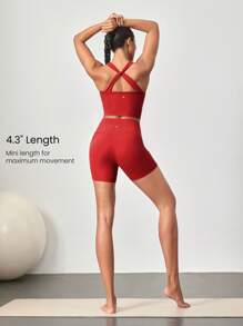 Women Sports Shorts - Fiery Red - Xem 4