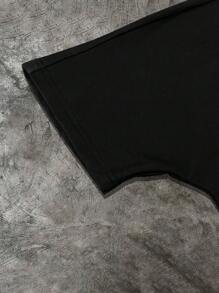 Manfinity EMRG Herren Rundhals Kurzarm bedrucktes minimalistisches T-Shirt, lässige Alltagskleidung - Schwarz - Übersicht 5