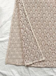 Conjunto de 2 piezas de top corto de punto y ganchillo y falda con abertura para niñas preadolescentes, ideal para vacaciones, festivales de música, estilo bohemio