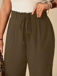 Travachic 大码休闲纯色锥形裤 - 駝色 - 查看 6