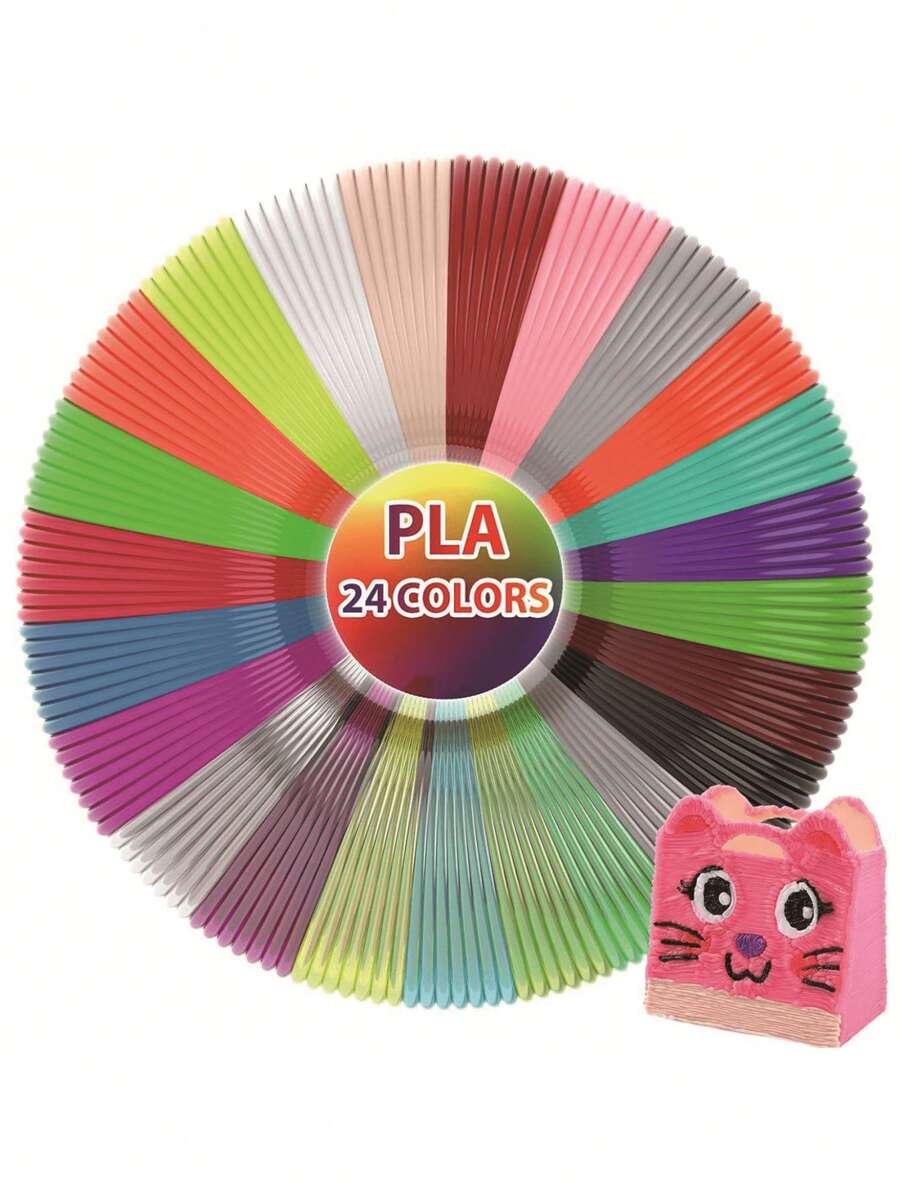 3D 笔耗材替换芯 PLA，24 种颜色，每种颜色 1.75 毫米，9.85 英尺，共 236 英尺，适用于智能 3D 笔和 3D 打印机的 3D 打印笔耗材 (24) 返校 - 彩色 - 查看 1