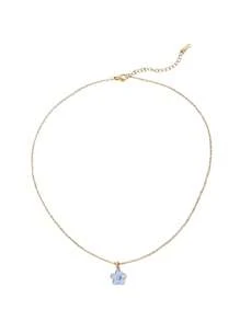 SHEIN Colliers en acier plaqué or pour adolescents avec pendentif fleur violette - Taille Unique - Voir 2