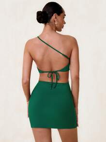 Glamine Effen kleur touw rugloze holle bodycon mini-jurk