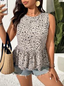 SHEIN Frenchy Große Größen Lässig Urlaub Ditsy Blumendruck Schleife gebundenes Smock Hemd - Verschiedenfarbig - Übersicht 2