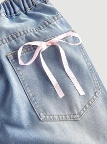 SHEIN MOD Jeans rectos holgados en talla grande, color azul, con efecto desgastado - Lavado ligero - Ver 3