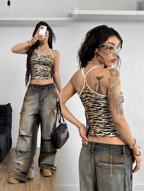 Coolane Camiseta sin tirantes de leopardo de verano sexy