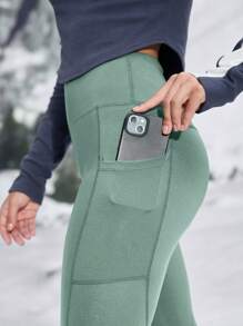 In My Nature 女士高弹力透气户外运动紧身裤，适合露营、徒步旅行、通勤 - 綠色 - 查看 12