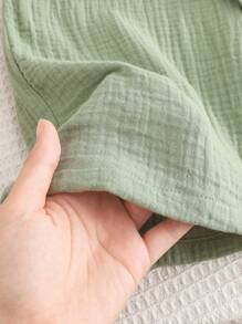 SHEIN LMoss Kids Tween Girls Commute Casual Solid Knit Crew Neck Top And Straight Leg Pants Set