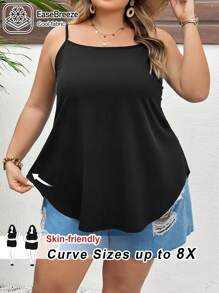 SHEIN CURVE+ Große Größen Damen Einfarbig Kühler Stoff Rückenfrei Weste